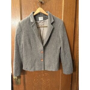 Vintage Women's Korbet Career Merino Wool Gray Blazer Short Button‎ Classic USA